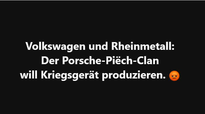 Panzer statt Porsche? Ein NEIN genügt nicht!
